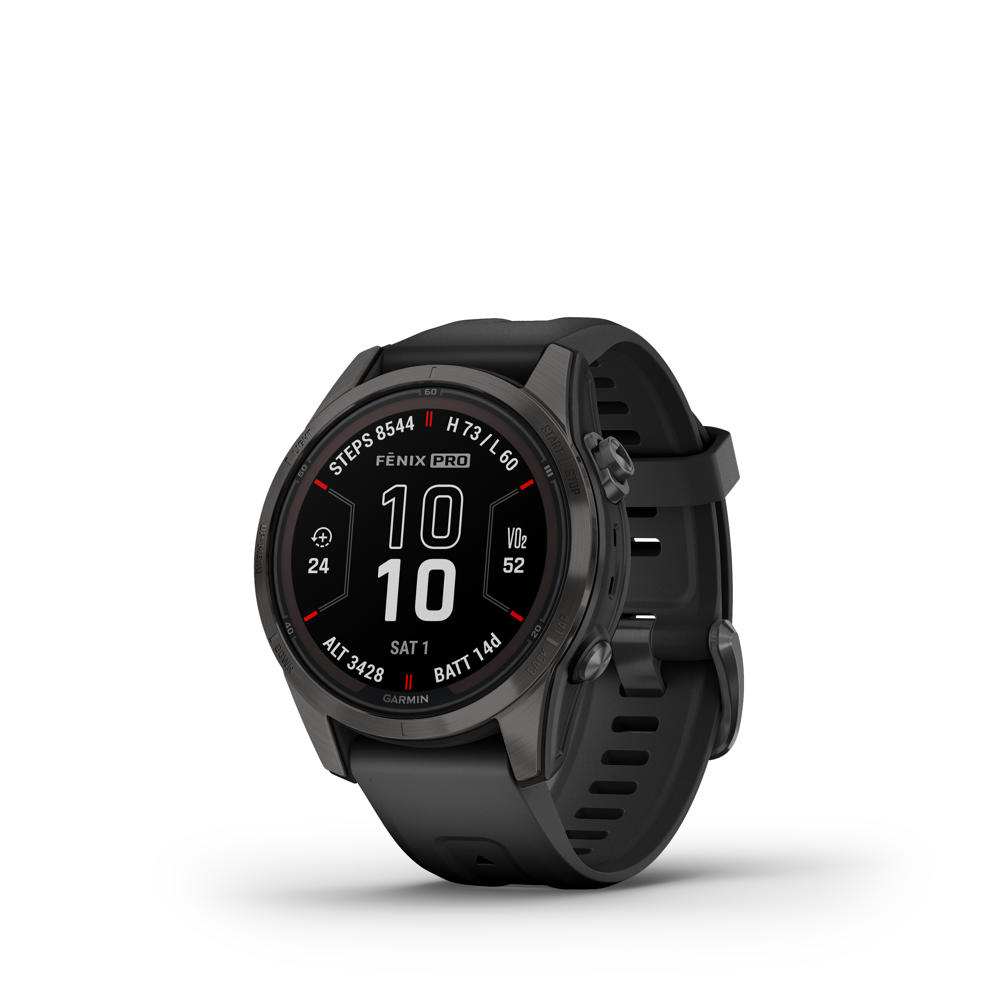 Product Image for Garmin fēnix® 7S Pro – Sapphire Solar Edition Kolgrå titan med diamantliknande kol och svart armband