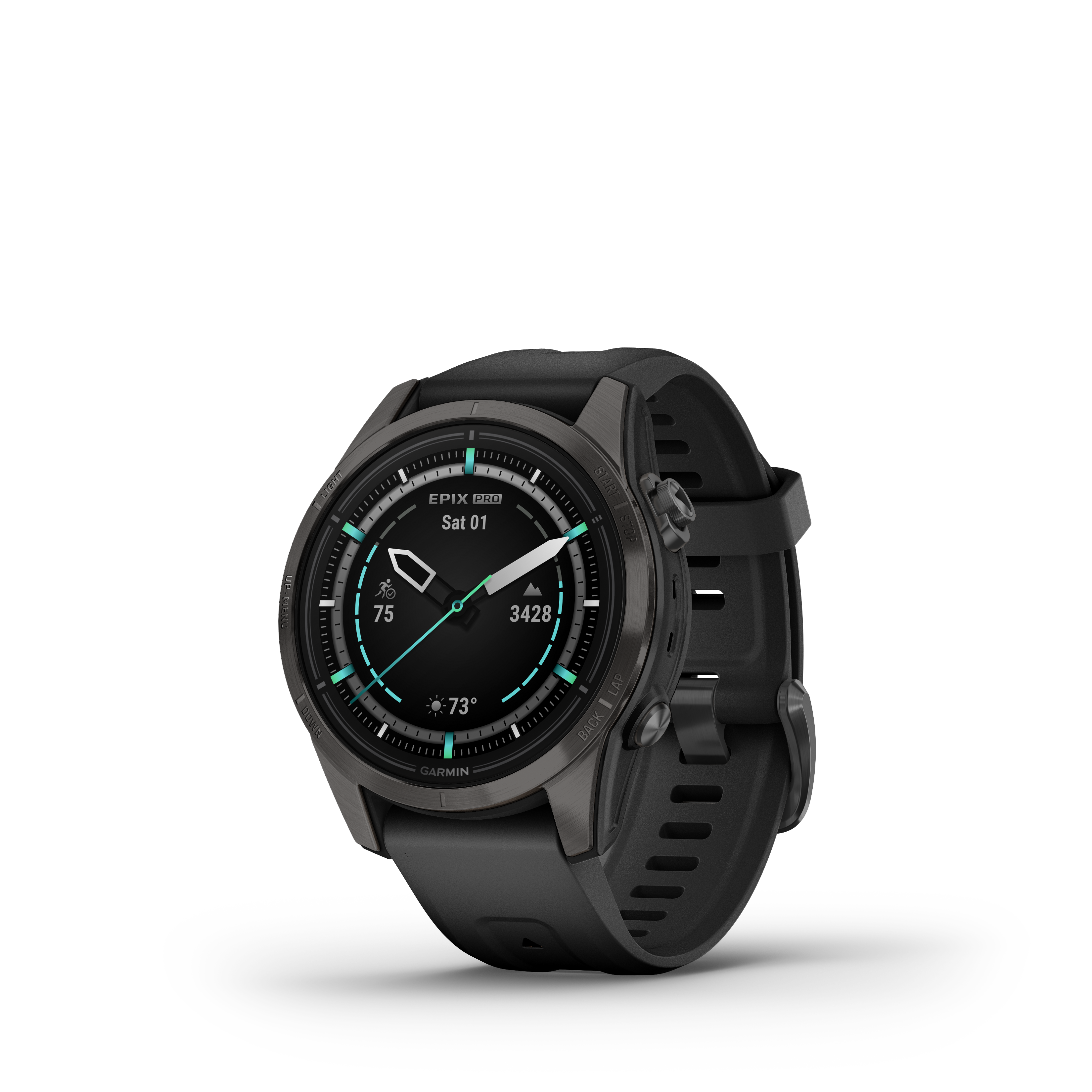 Product Image for Garmin epix™ Pro Gen 2 – Sapphire Edition 42 mm Kolgrå titan med diamantliknande kol och svart armband